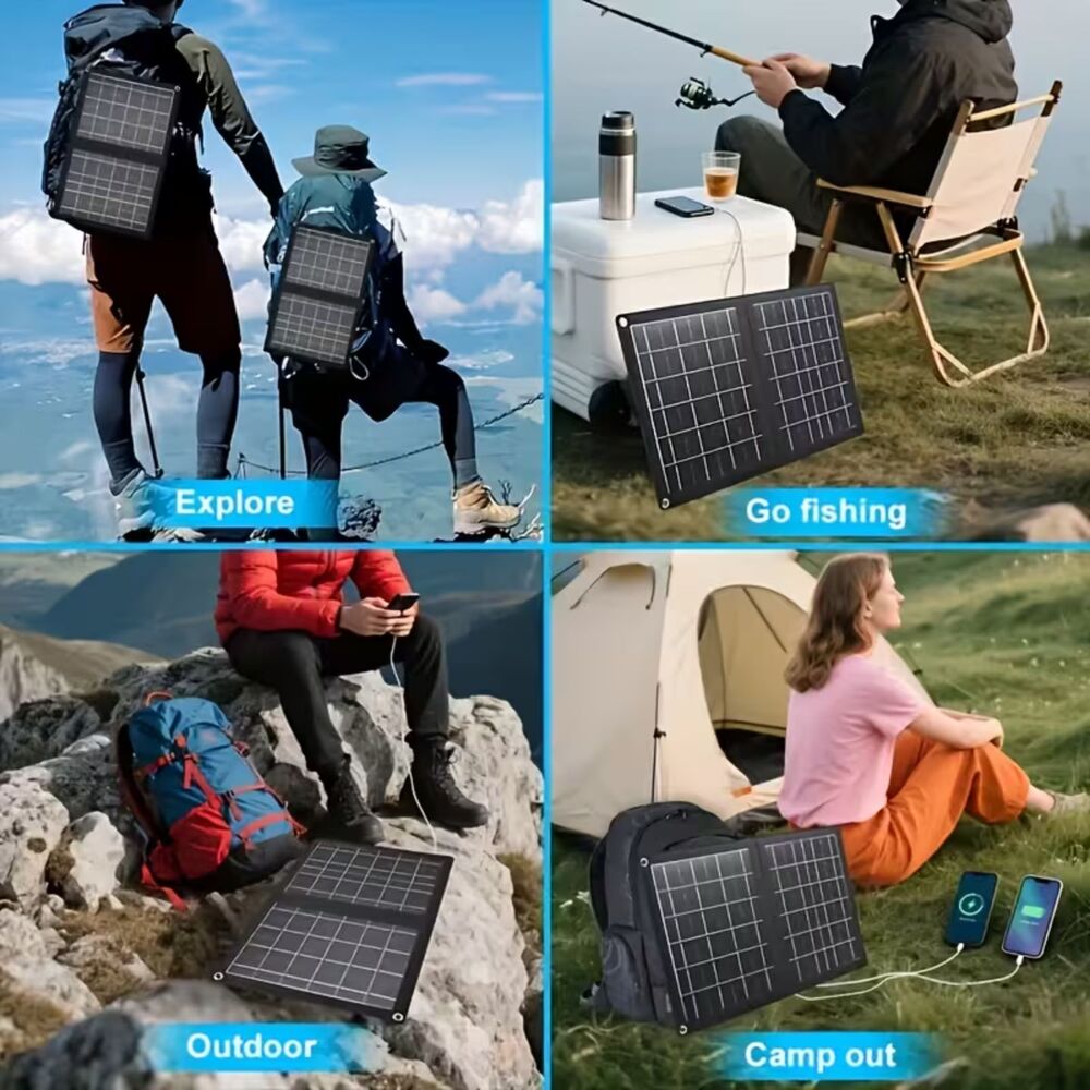 30W Portable Solar Charger with Solar Panel & USB- Charging 2-in-1 Folding Panel